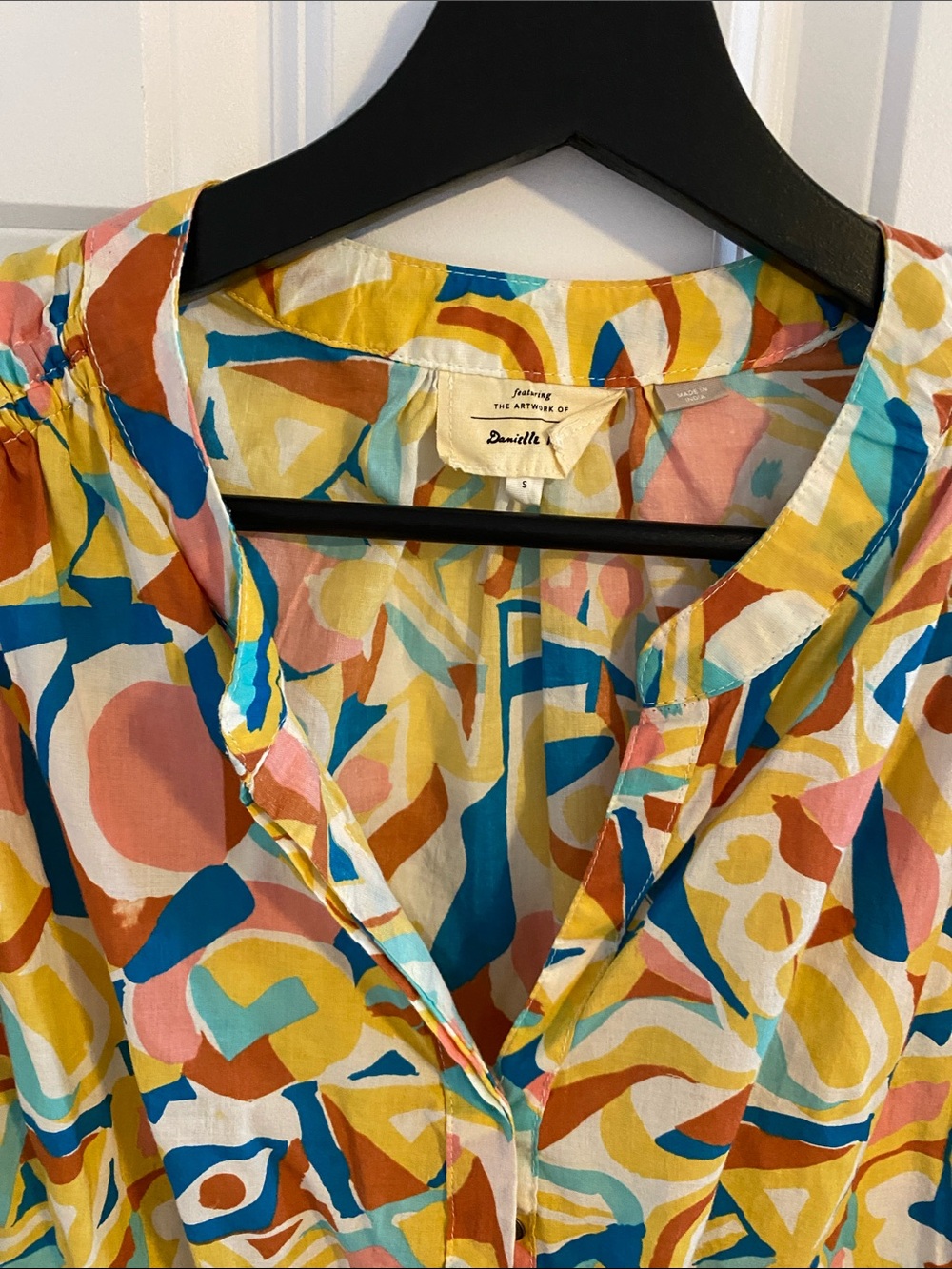 Anthropologie Danielle Kroll Printed Button-Up Top Sleeveless Blouse M - Picture 2 of 14